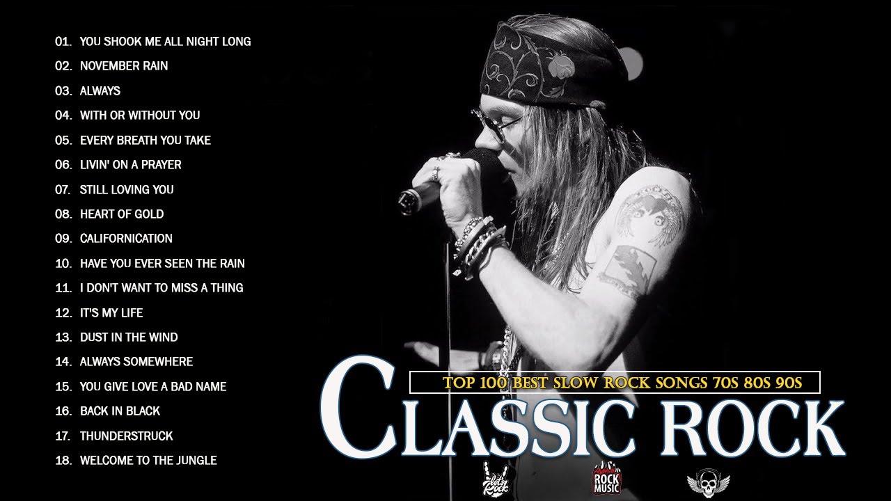 Guns N' Roses, Bon Jovi, Def Leppard, Aerosmith, CCr, U2,ACDC 🎵 Classic Rock 70s 80s 90s