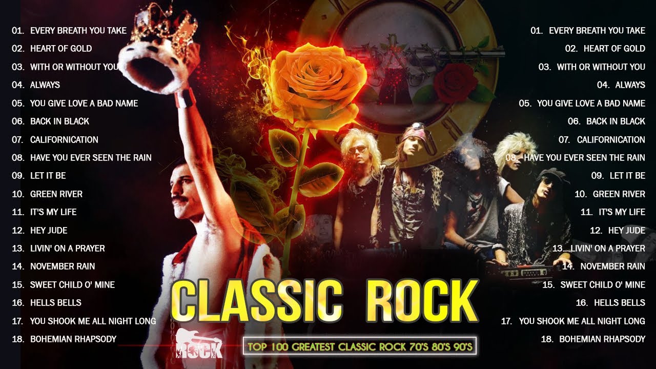 Aerosmith, ACDC, Queen, Bon Jovi, Guns N’ Roses, CCR 🔥 Top 100 Best Classic Rock Songs Of All Time