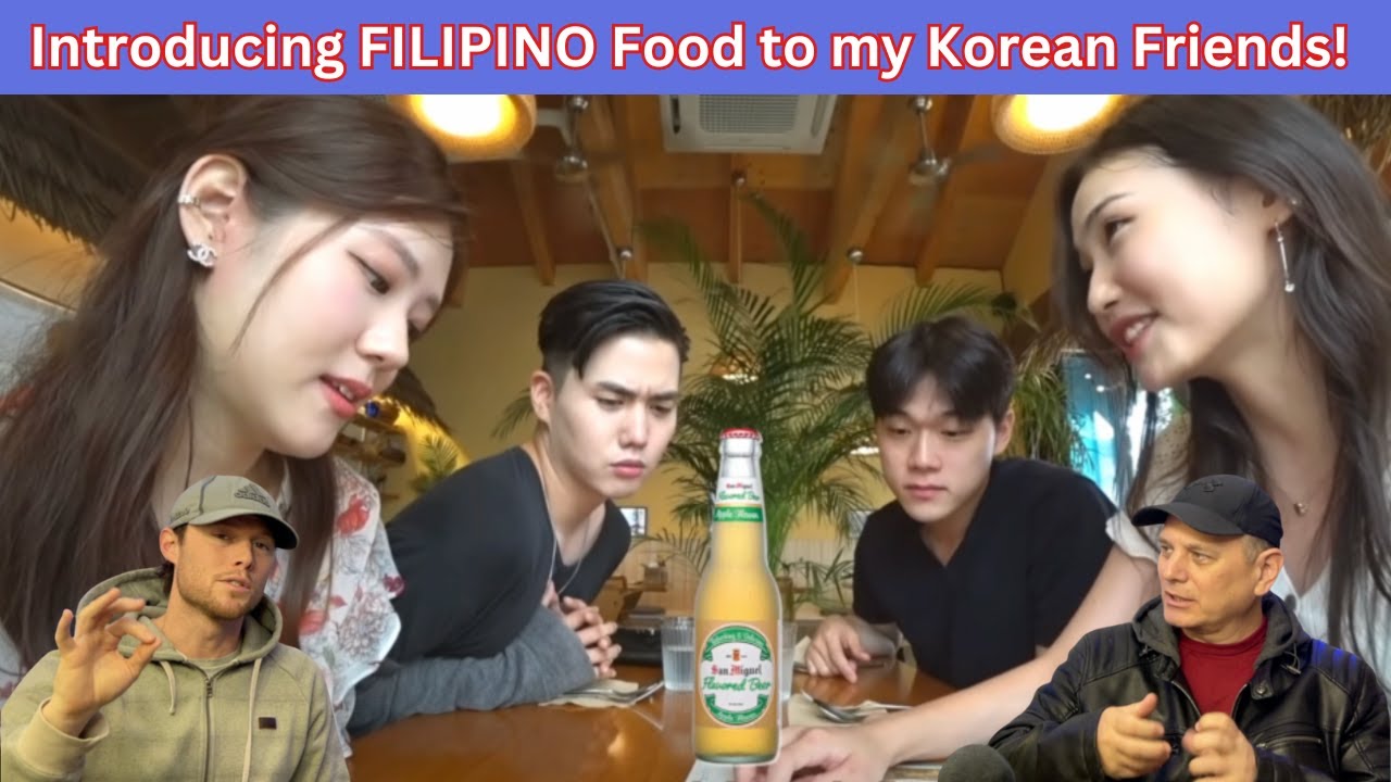 Two ROCK Fans REACT to Introducing FILIPINO Food to my Korean Friends!